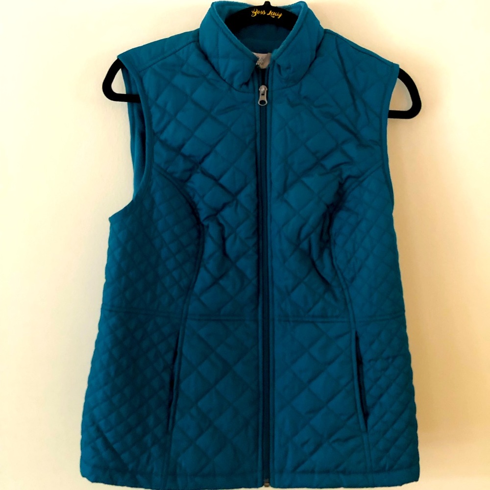 womens CROFT AND BARROW size small Blue Green Zip up fall / winter vest ❄️